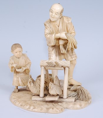 Lot 2327 - A Japanese carved ivory okimono, modelled as a...