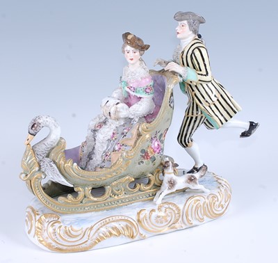 Lot 2064 - A late 19th century Dresden porcelain sleigh...
