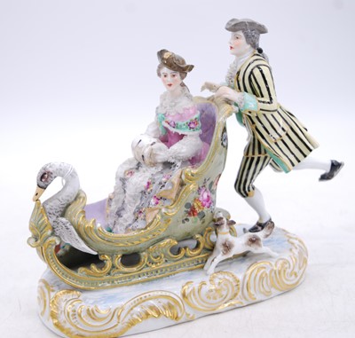 Lot 188 - A late 19th century Dresden porcelain sleigh...