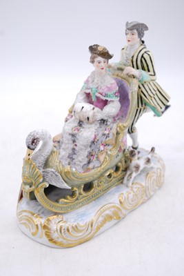 Lot 188 - A late 19th century Dresden porcelain sleigh...