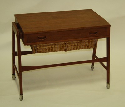 Lot 578 - A 1960s Danish portable sewing table, having...