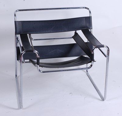 Lot 611 - After Marcel Breuer - a Wassily chair, tubular...