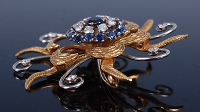 Lot 2203 - A yellow and white metal, sapphire and diamond...