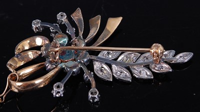 Lot 2200 - A yellow and white metal diamond spray brooch,...