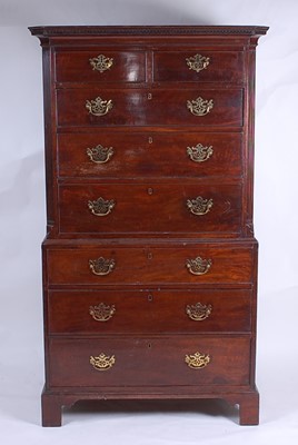 Lot 2480 - A George III mahogany chest-on-chest, the...