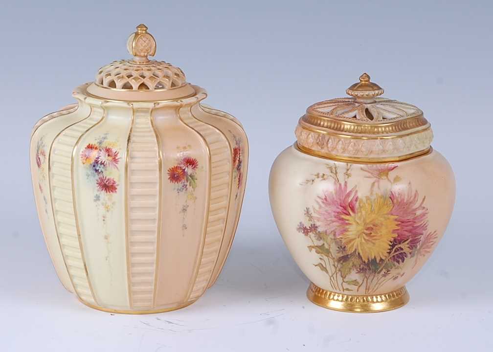 Lot 2076 - An 1896 Royal Worcester blush ivory porcelain...