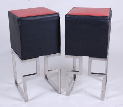 Lot 595 - A pair of 1980s tubular chrome metal framed...