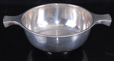 Lot 246 - An Art Deco silver two handled quaich, of...