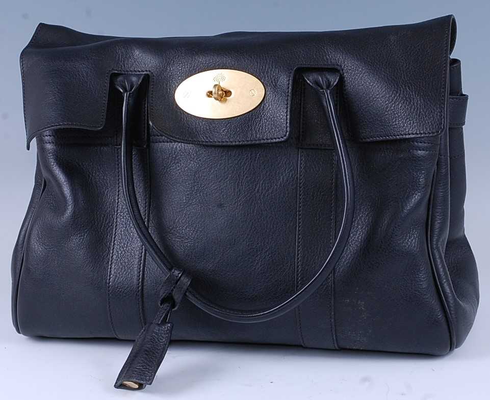 Lot 306 - A Mulberry black leather Bayswater handbag,...