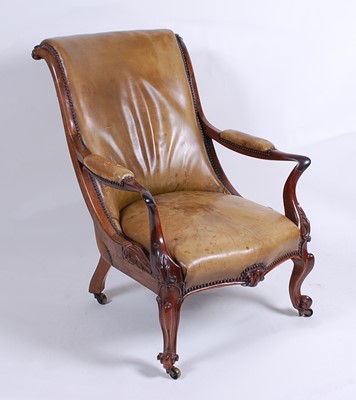 Lot 2490 - A mid-Victorian rosewood framed library chair,...