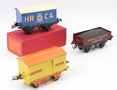 Lot 320 - Three Hornby wagons: original 1940-1 ‘Hornby...