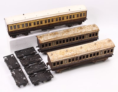 Lot 329 - Three Gauge 1 bogie coaches all LNWR brown &...