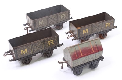 Lot 333 - Four Bing Gauge 1 goods wagons: Lime wagon and...