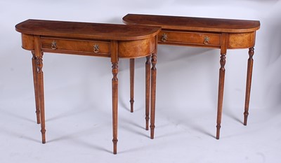 Lot 2510 - A pair of walnut and figured walnut D-end hall...