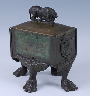 Lot 2301 - A 19th century bronze and brass table casket,...