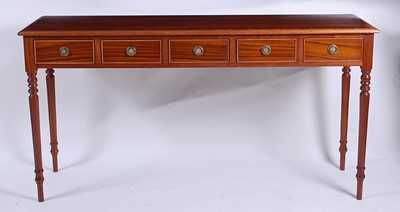 Lot 2483 - A grained hardwood and crossbanded five drawer...