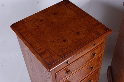 Lot 2519 - A pair of oak and burr oak bedside chests,...