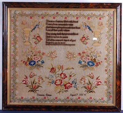 Lot 2308 - A mid-Victorian verse and picture needlework...