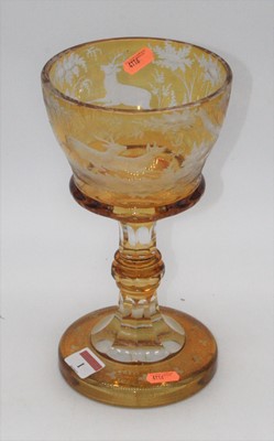 Lot 1 - A late 19th century Bohemian amber glass...