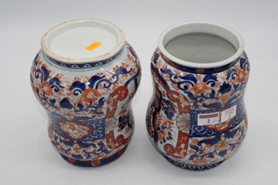 Lot 2 - A pair of 20th century Japanese Imari vases,...