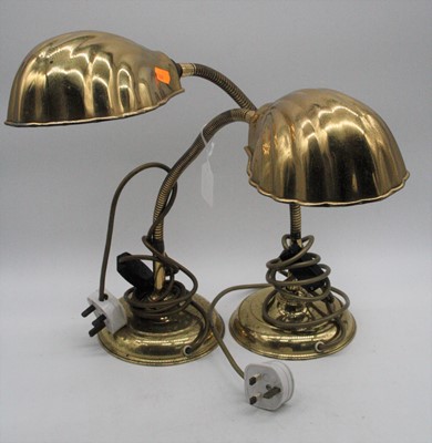 Lot 21 - A pair of 20th century adjustable brass desk...