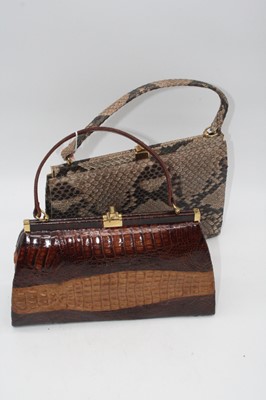 Lot 40 - A ladies faux snakeskin handbag, together with...