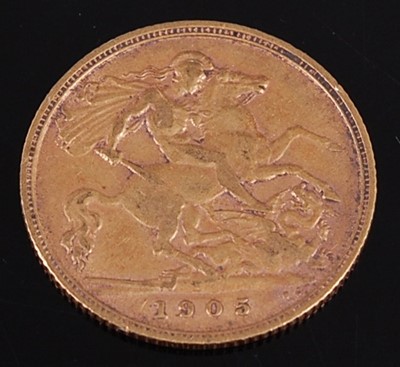 Lot 2064 - Great Britain, 1905 gold half sovereign,...
