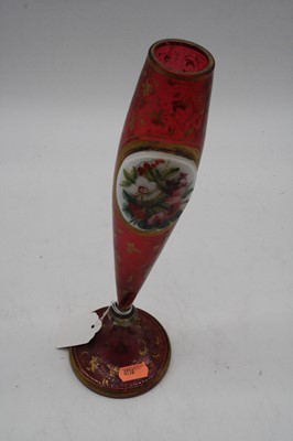 Lot 48 - A 19th century Bohemian ruby glass stem vase,...