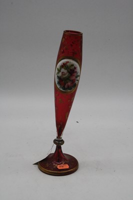 Lot 48 - A 19th century Bohemian ruby glass stem vase,...