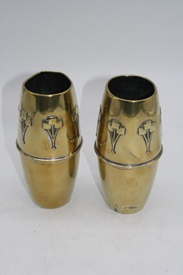 Lot 51 - A pair of early 20th century brass vases, each...