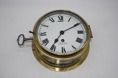 Lot 55 - A 20th century Smiths brass cased ship's...