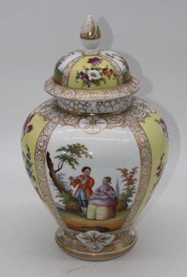 Lot 66 - A Dresden porcelain urn of baluster form,...