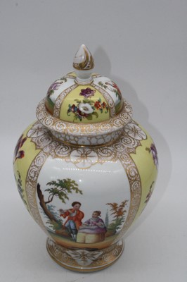 Lot 66 - A Dresden porcelain urn of baluster form,...