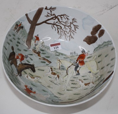 Lot 129 - A Chinese export porcelain bowl enamel...