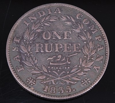 Lot 2144 - East India Company, 1835 one rupee, William...