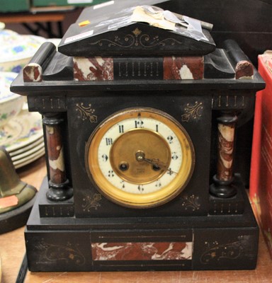 Lot 167 - A Victorian black slate and rouge marble...