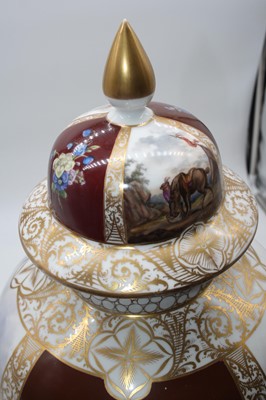 Lot 178 - A Dresden porcelain vase and cover, decorated...