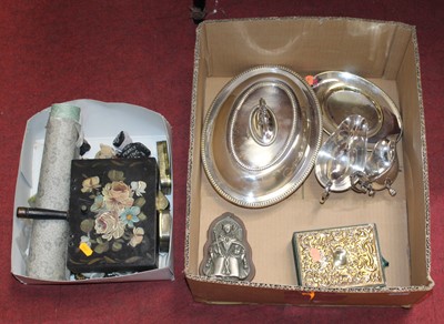Lot 213 - A box of various items to include silver...