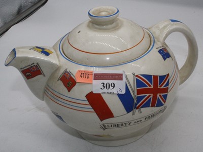 Lot 309 - A Crown Ducalware teapot and cover transfer...