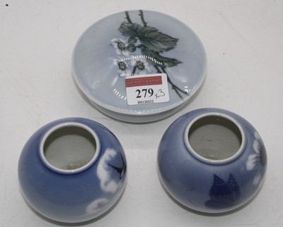Lot 279 - A pair of Royal Copenhagen porcelain vases of...