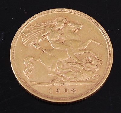 Lot 2059 - Great Britain, 1908 gold half sovereign,...