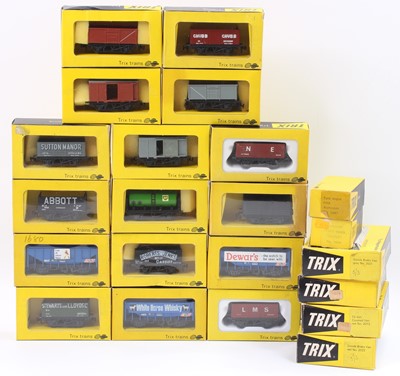 Lot 498 - Twenty-two Trix plastic wagons in yellow &...