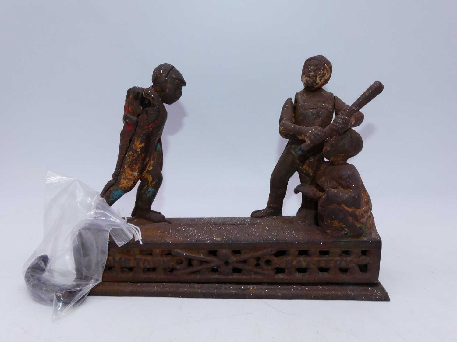 Lot 1939 - Original cast iron "Hometown" money bank,...