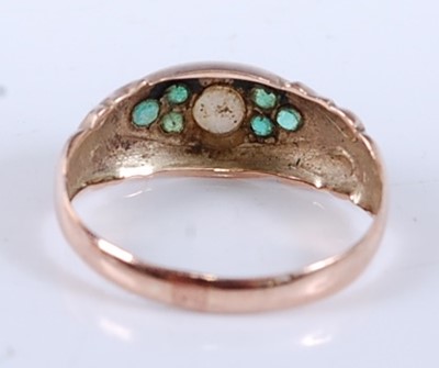 Lot 2524 - An Edwardian 9ct yellow gold, opal and emerald...