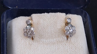Lot 2530 - A pair of 9ct yellow and white gold diamond...