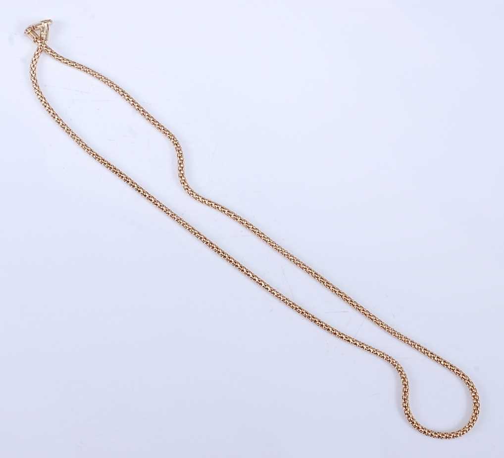 Lot 2538 - A 9ct yellow gold tubular meshlink chain, with...