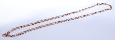 Lot 2539 - A 9ct rose gold figaro link chain, with later...