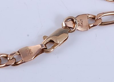 Lot 2539 - A 9ct rose gold figaro link chain, with later...