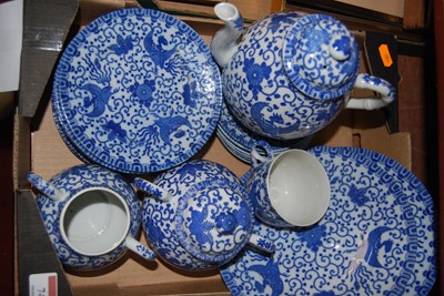 Lot 74 - A Japanese blue and white tea service,...