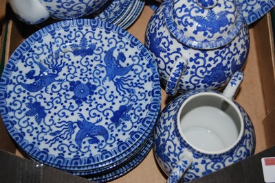 Lot 74 - A Japanese blue and white tea service,...